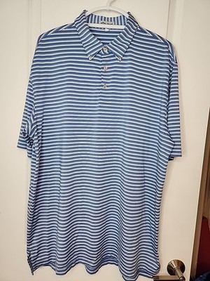 Peter Millar Polo Shirt Sz XL Men Summer Comfort Jonathan's Landing Stripe MINT 