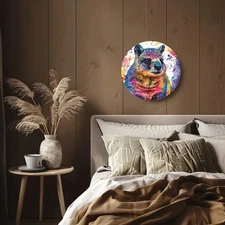 Fantasy Goat Colorful Animal Round Metal Wall Art 7.87Inch