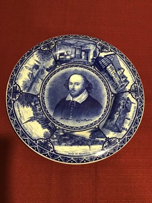 Antique William Shakespeare Rowland & Marsellus Staffordshire Blue Plate 10''