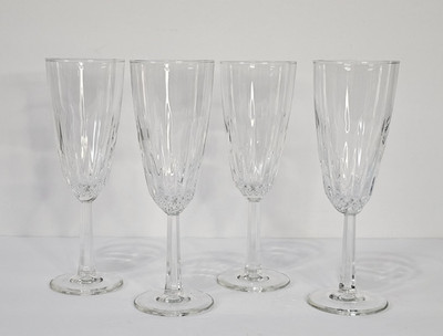 Vintage Set of 4 Cristal D'Arques Durand Diamant Champagne Flutes