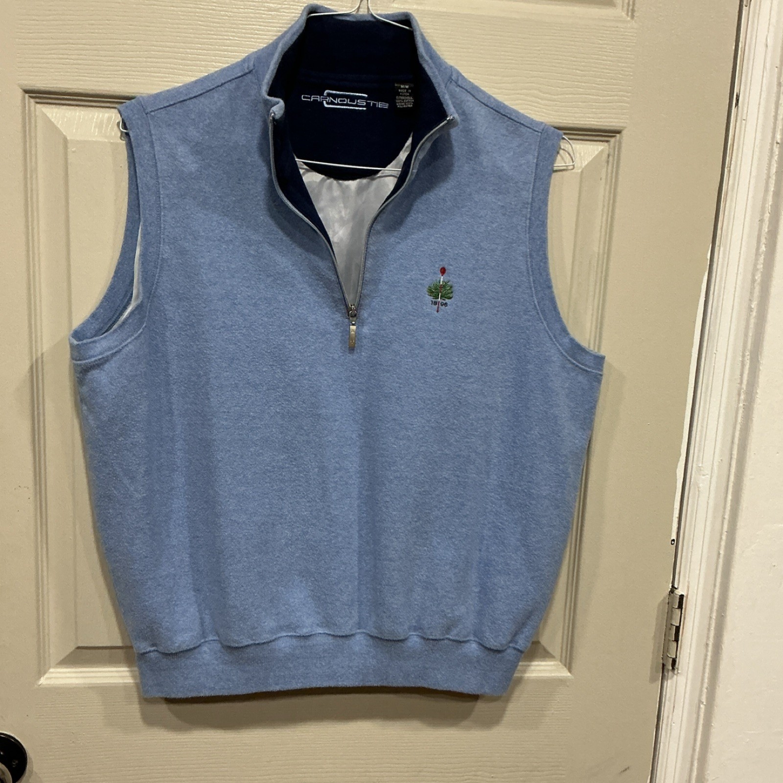 Vest M 1/4 Zip Stand-up Collar Cotton Sleeveless
