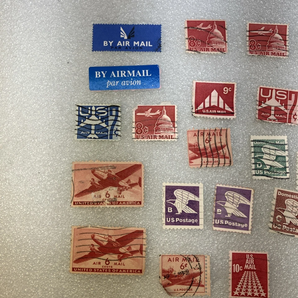 20 USED Vtg/HR US Air Mail Varied Stamps Lot; 1945-1975; A DEAL! $1 ships. LOOK! - Image 2 of 4