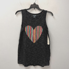 Cat & Jack Black Tank Top Shirt Heart Girls Size XL (14/16)