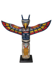 OLD TRIBE NORTHWEST COAST STYLE EAGLE FISH INDIAN TOTEM POLE NATIVE AMERICAN