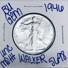 1946 BU UNCIRCULATED WALKING LIBERTY SILVER HALF DOLLAR AUTHENTIC U.S. MINT 5698