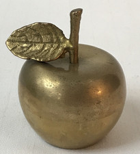 Vintage Brass BELL Apple Sculpture Decorative Paperweight Teacher's Desk School