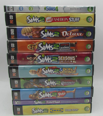 The Sims 2 Expansion PacksJoblot Bundle PC CD-Rom Computer Games w/ 1 SIMS4 game