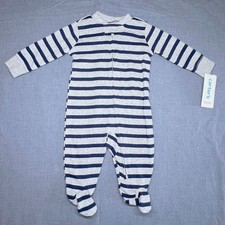  NWT Carter's Footed Long-Sleeve Sleeper Pajamas Navy/Gray Striped Size 3m