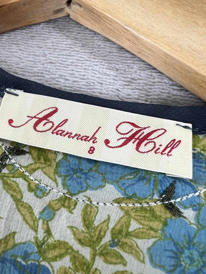 Vestido Alannah Hill Para Mujer 8 Azul Verde FLORAL Seda Falda Boho Cottage-core Y2K Foto 2 de 4