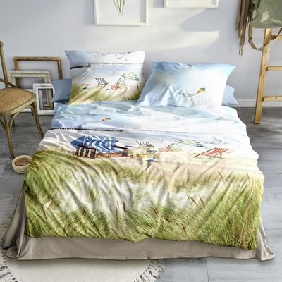 Irisette Wave Mako-Satin Bettwäsche 155x220 Strand Meer Urlaub Dünen Sand 8699-9