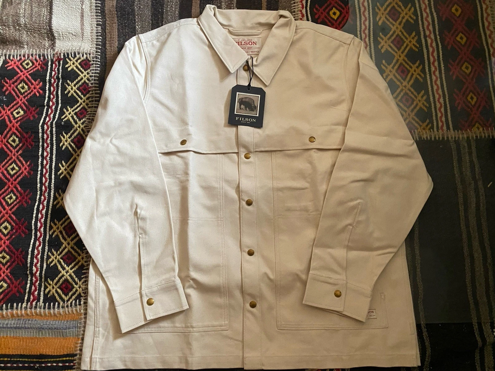Filson Dry Tin Jac Shirt in Natural Seed Color Mens in rare 2XL New