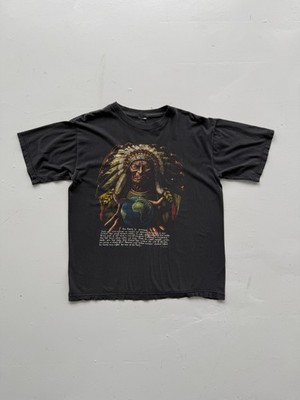 Schwarzes Indianer 90er Vintage Grafik Tourist T-Shirt - Large