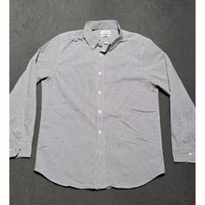 Lucky Brand Mens Slim Fit Button Up Shirt Medium Black White Gingham Check