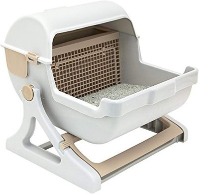 Le you pet semi-automatic quick cleaning cat litter box Luxury cat toilet(white