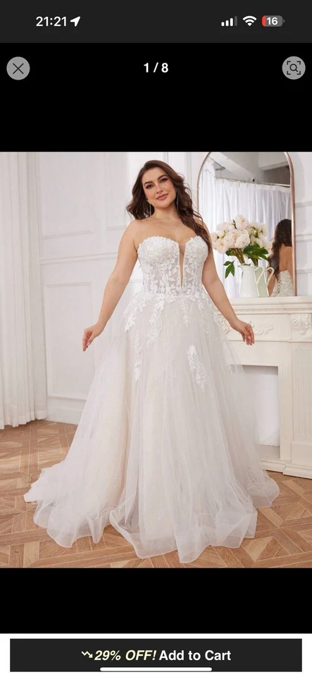 Strapless Wedding Dress Size 20 X Wash&Dry Cleaned. Comes With Under Skirt🥰 - Image 3 of 4