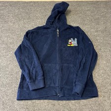 Disney Fleece Hoodie Mens Size M Navy Blue Mickey Mouse Full Zip Mesh Lined Hood