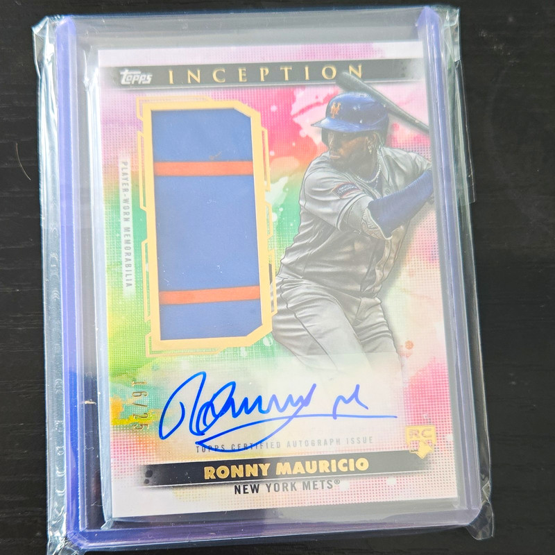 Topps 2024 Inception Ronny Mauricio Mets Auto Patch RC Red /25 APC-RM