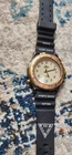 Vintage Mens Timex Indiglo Black Case Gold Bezel Watch New Battery