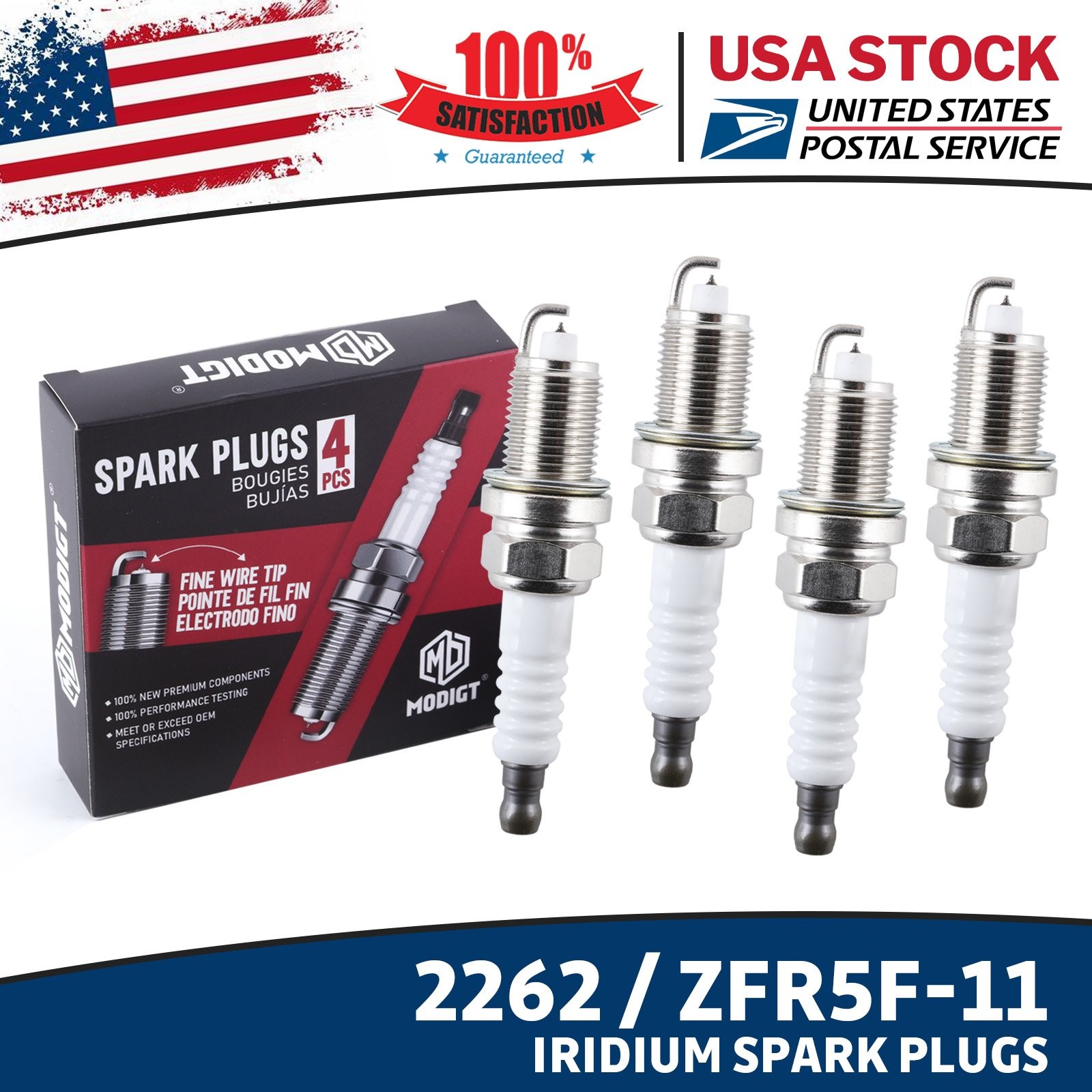New 4Pcs OEM Replacement For NGK 2262 ZFR5F-11 Premium Iridium  Spark Plugs