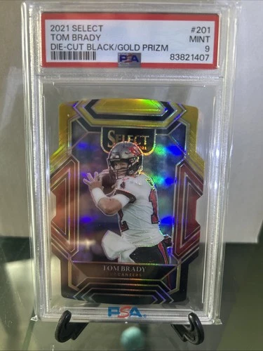 2021 Panini Select - Tom Brady Black and Gold Die-Cut, Card #201 PSA 9