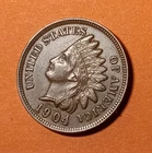 ■ 1904 INDIAN PENNY ONE CENT ☐ AU About Uncirculated 4 Diamonds
