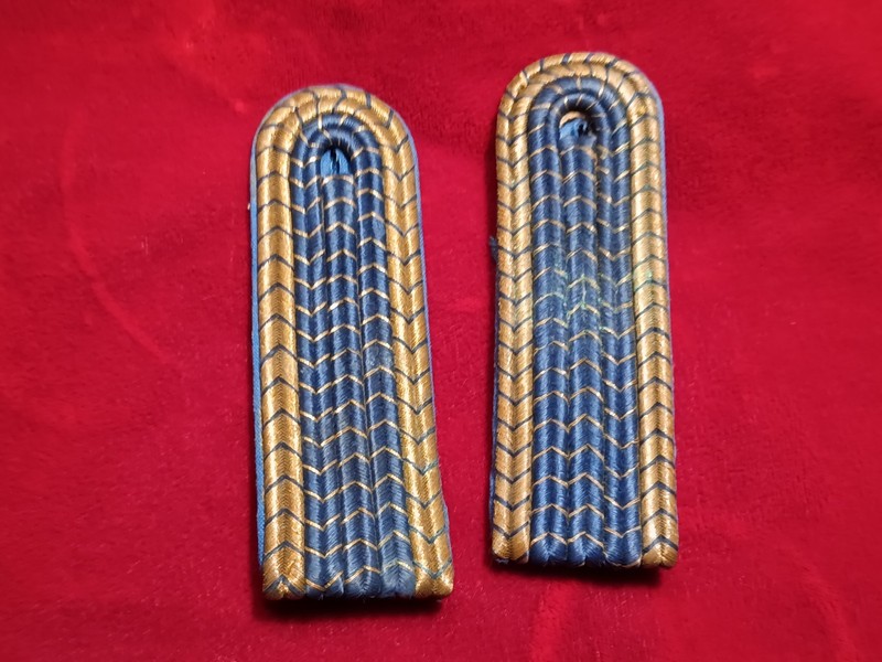 Original Pair Post WW2 German Military Shoulder Boards Blue & Gold slip on type
