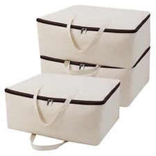Breathable Canvas Cotton Soft Storage Bags with Handles 3-side Zip, Good fo...