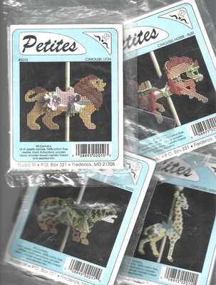 STUDIO M Petites Ornament Needlepoint Kits Vintage Carousel Animals YOU CHOOSE