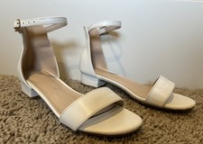 Girls Ankle Strap Open Toe Low Chunky Heel Sandals Size 2 Wedding Dress Shoes