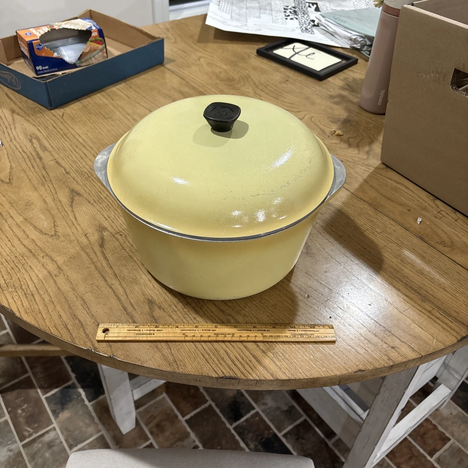 Very Rare 11.5” Round Club Aluminum Dutch Oven 10qt Yellow W/ Lid Extra Large