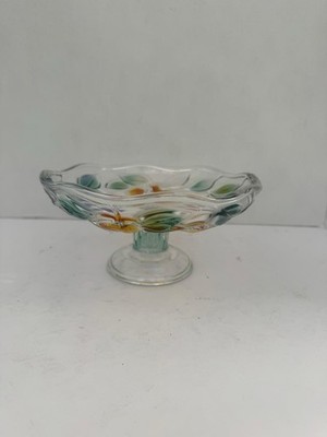 Vintage Mikasa Garden Harvest Footed Bon Bon Dish Pressed Glass| 3D Fruit Motifs
