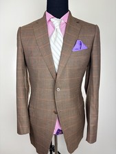 Ermenegildo ZEGNA Modern 2-Button Windowpane Sport Jacket 46 L e56