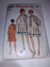 SIMPLICITY 6921 Misses One Piece Dress Jacket Scarf Size 14 Bust 34 CUT READ