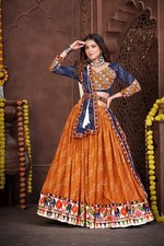 Gujarati Navratri Blue and Mustard Bandhani Lehenga With Dupatta Set for Garba