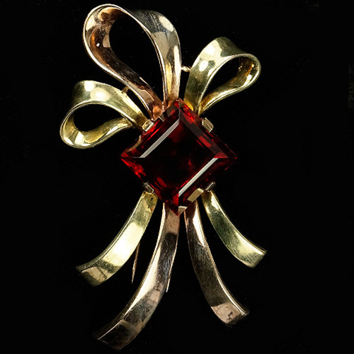 Trifari Sterling Philippe Square Cut Ruby and Yel… - image 1