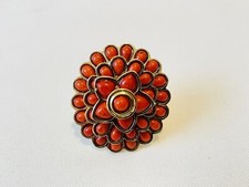 Faux Coral Flower Adjustable Retro Ring