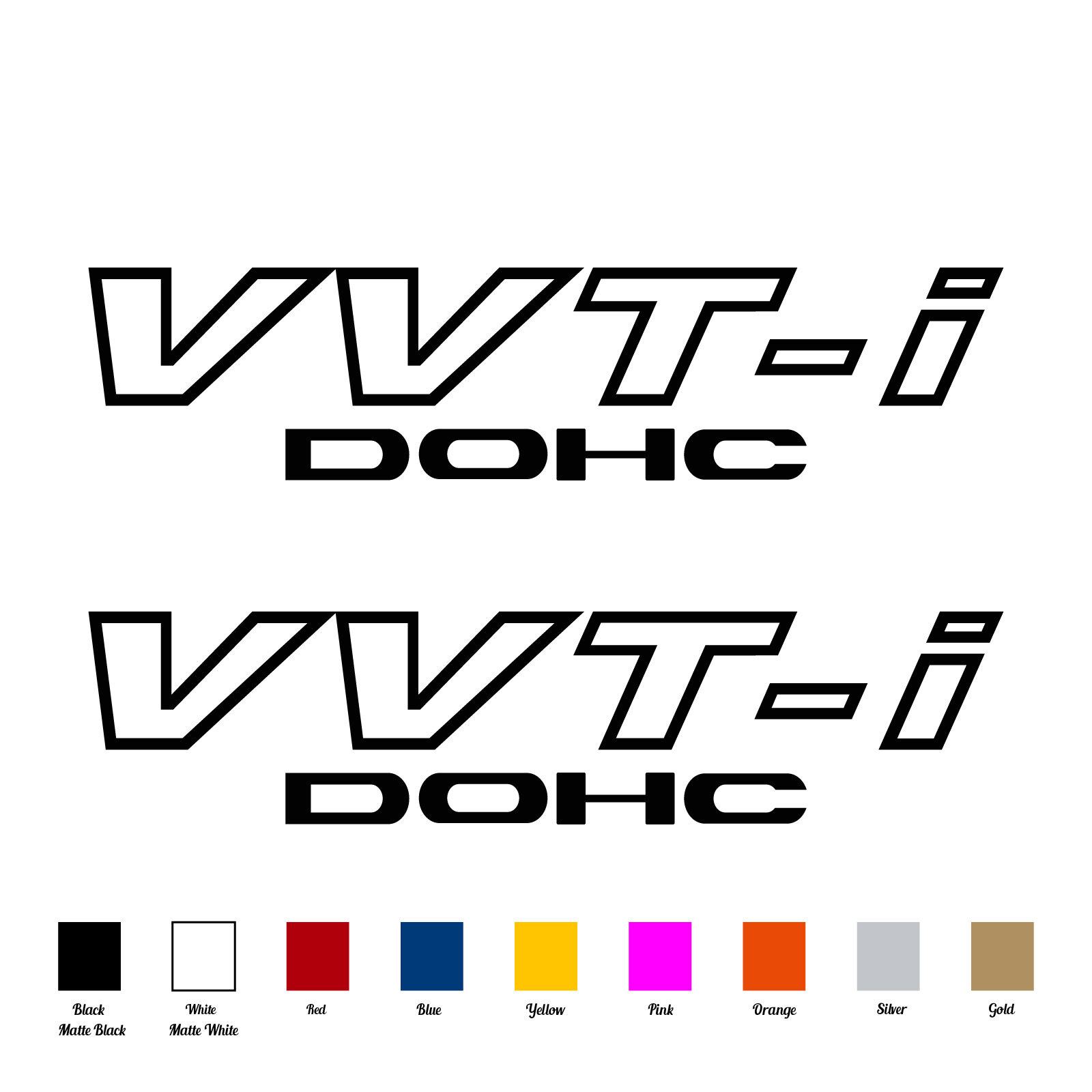 (2x) VVTi DOHC (10" x 2.5") Vinyl Decal Stickers for Toyota TRD Supra