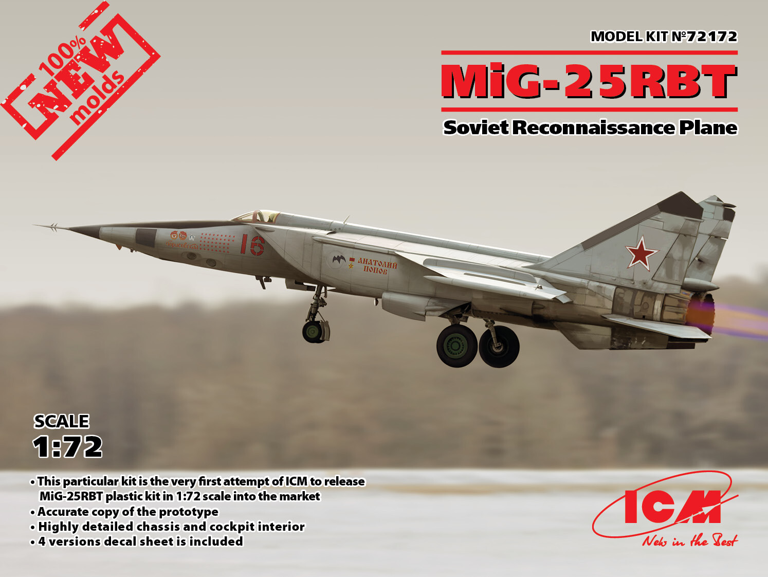 Maquette plastique de précision MiG-25 RBT avion soviétique 1/72 ICM