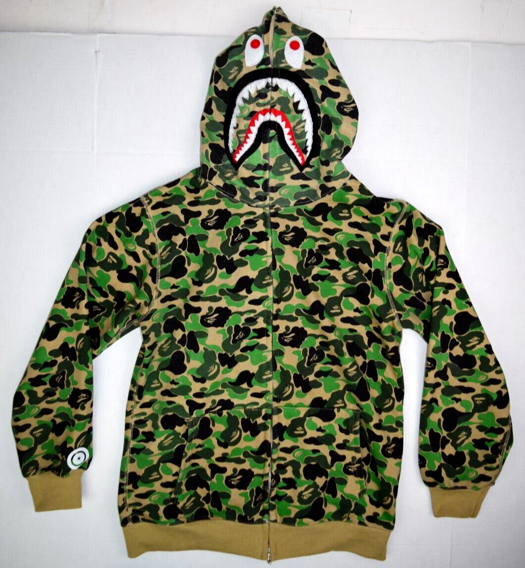 Bathing Ape Bape Green Cameo Shark Hoodie Sweatshirt Women's Large