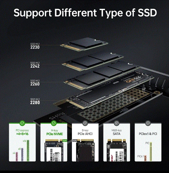 5x lot KingSpec SSD M.2 2280 128GB + 5x NVME TO PCI-E4.0/3 .0 GEN 4 Card Adapter - Image 2 of 4