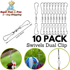 Cabilock 10 Packs Stainless Steel Swivel Hooks Clips for Hanging Windsock Wind Spinners Wind Chimes Crystal Twisters Party Supply