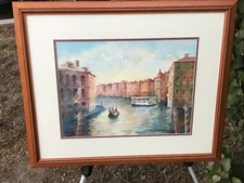 MEL WOLF Original WATERCOLOR VENICE SEASCAPE MID CENTURY MODERN IMPRESSIONIST