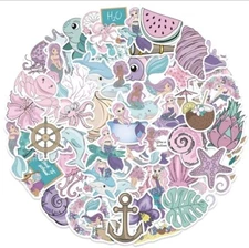Mermaid Ocean Sticker Stickers 50 pc. Set Sticker Matte Finish WATERPROOF