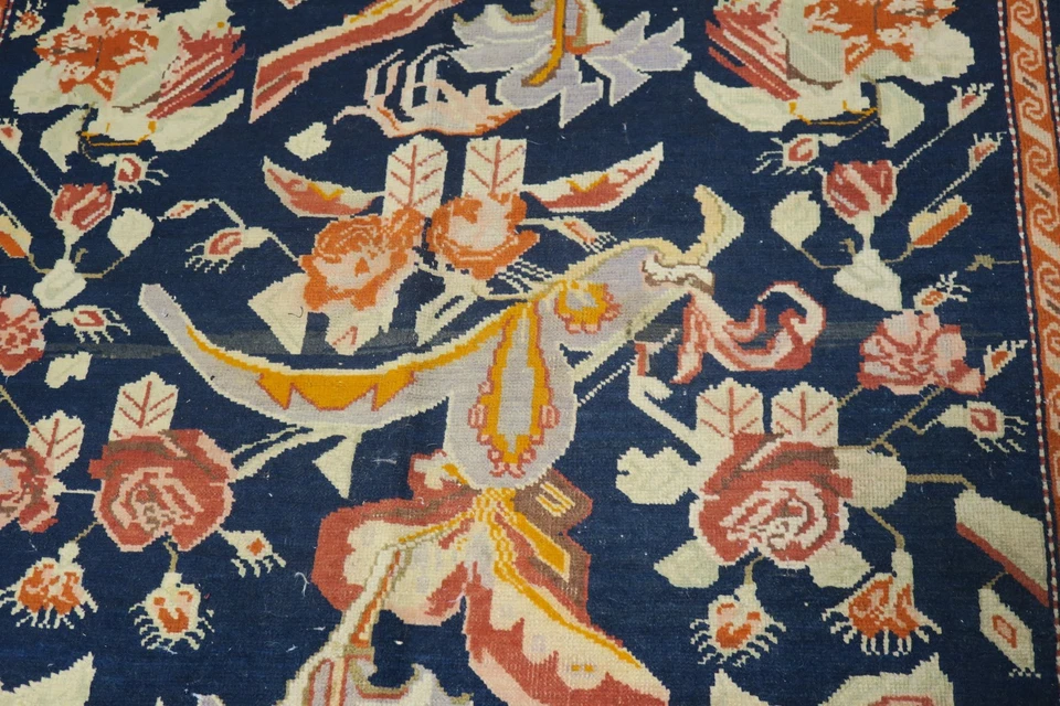 Antique Caucasian Russian Karabagh Hand Knotted Wool Rug Fragment 3'9 x 4'9 - Image 3 of 4