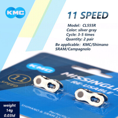 2 Paar KMC Fahrrad Kette Missing Link 11-fach CL559R silber