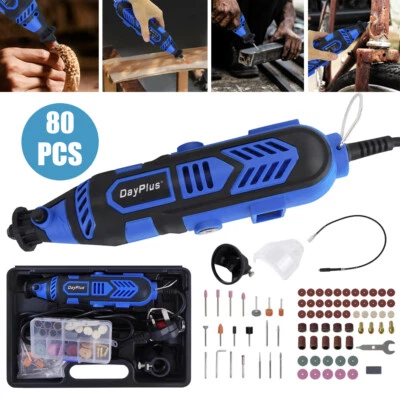 DAYPLUS 80pc Dremel Drill Accesories Kit Rotary Craft Home Work Garage Precision Set DIY