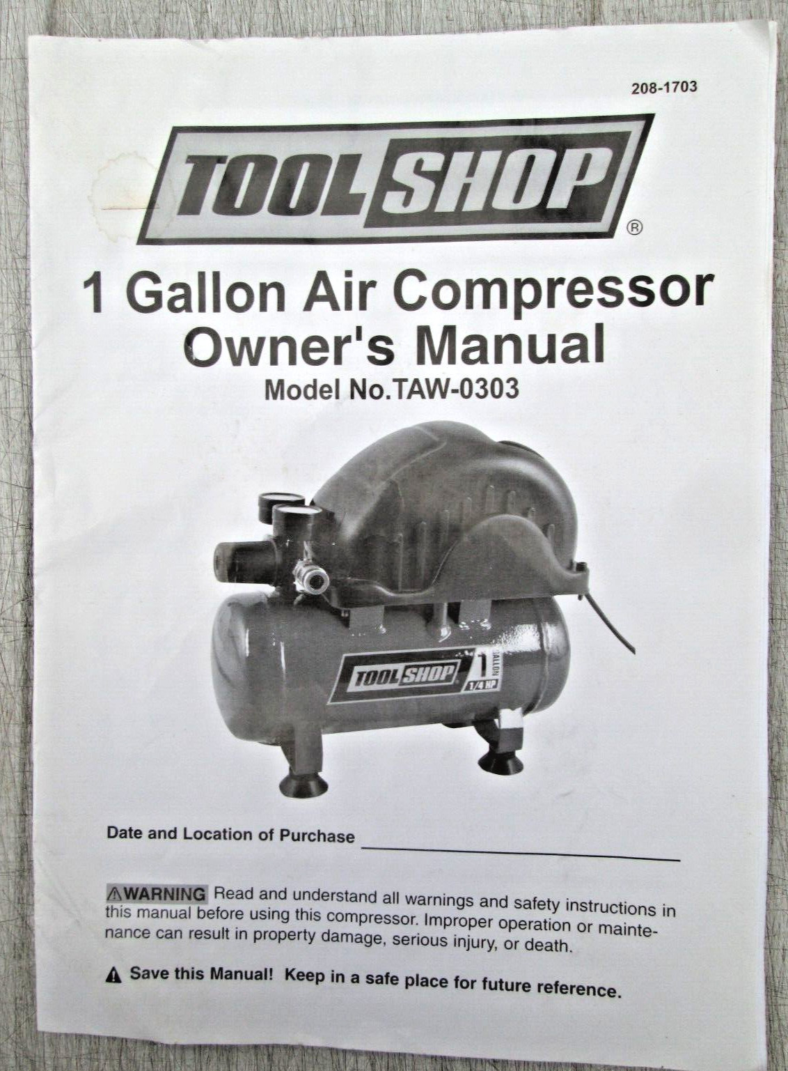 Owner's Manual Taw0303 W/parts List