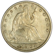 1873 SEATED LIBERTY HALF DOLLAR ~ARROWS ~ AU ABOUT UNCIRCULATED ~ PRICED RIGHT!