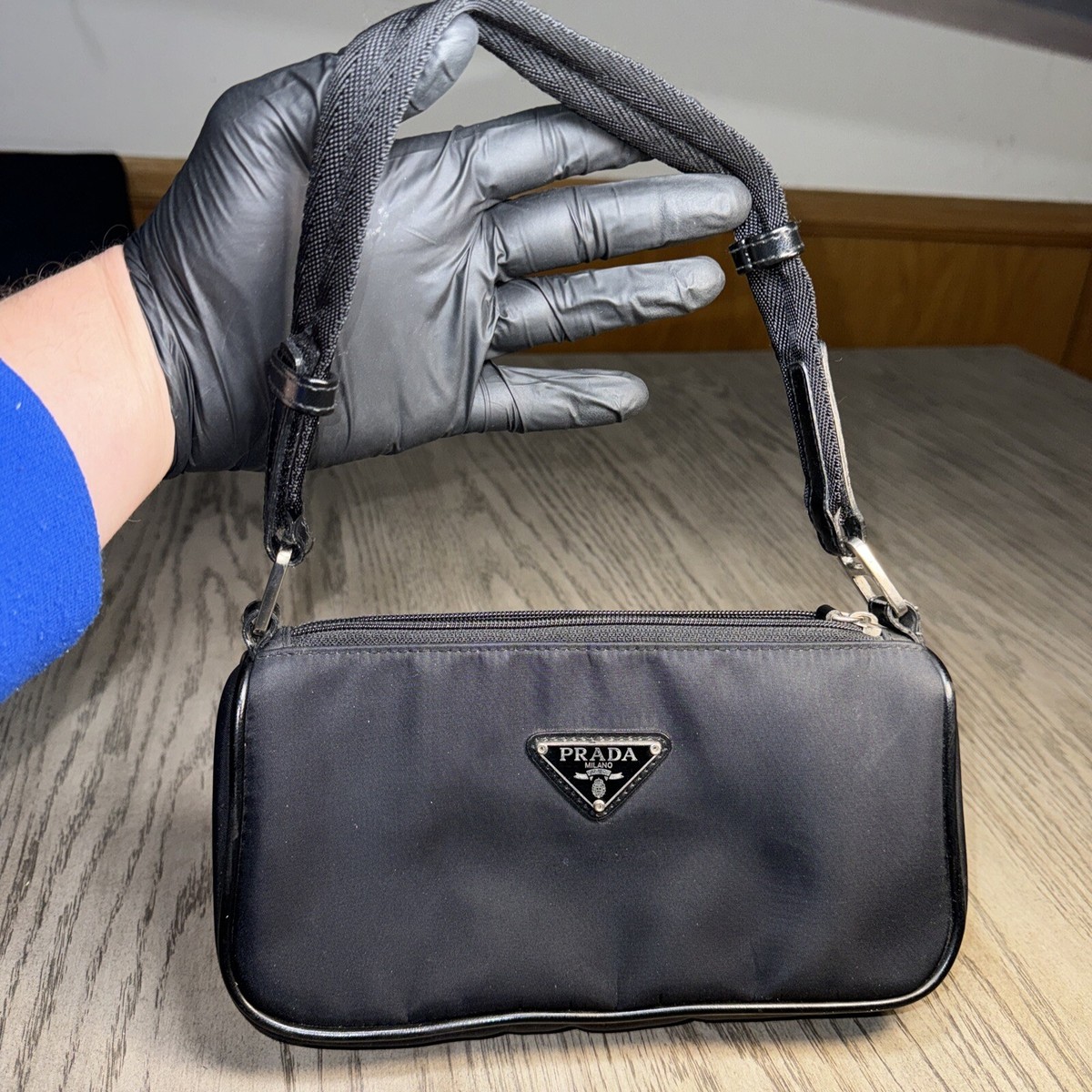 PRADA Milano Mini Bag Nylon Saffiano Leather Elements Black | eBay