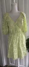 NWT Zara Pastel Yellowish Green Wrap Around Waisted Dress Sz:S